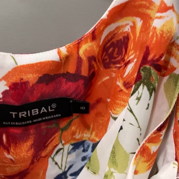Tribal. Floral Asymmetrical Midi Floral Size 10 
100% POLYESTER Spring Summer - Picture 6 of 13
